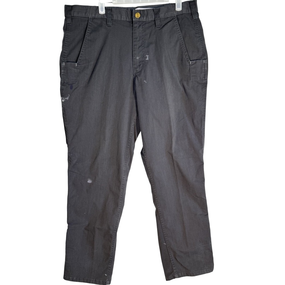 Carhartt Pants Mens 34x30 Gray Relaxed Fit Workwear Ripstop Utility Paint Stains